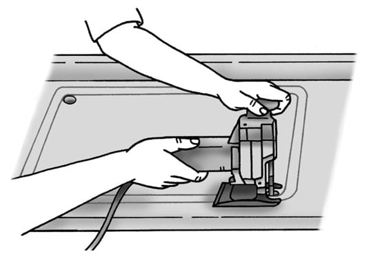 Cutting hole in countertop for sink