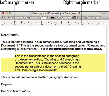 how to change margins in apple textedit