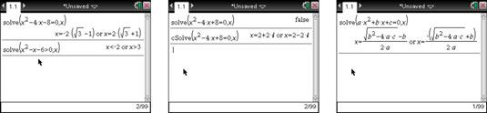 Using the Solve and cSolve commands.