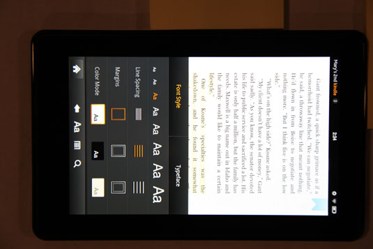 Modify The Appearance Of A Page In The Kindle Fire E Reader Dummies