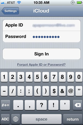 Enter your Apple ID and password and tap the Sign In button.