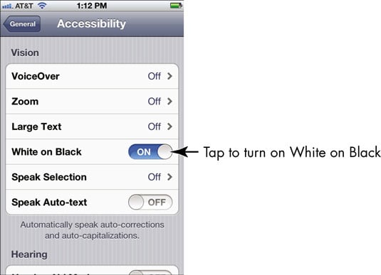 How To Turn On White On Black On Your Iphone Dummies