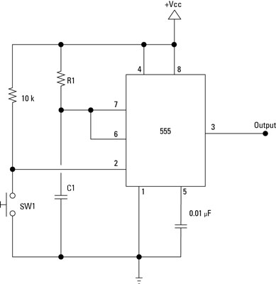 Electronics Components 555 Timer Chip In Monostable One Shot Mode Dummies