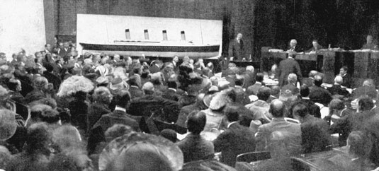 Sir Cosmo Duff-Gordon testifies at the British Commission of Inquiry.