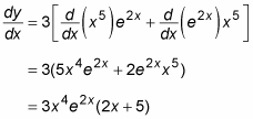 Process of differentiating a function by using the Product Rule