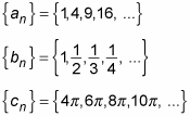 Three mathematical sequences.