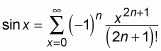 Formula that expresses the sine function as an alternating series