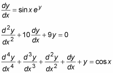 Examples equations ordinary differential Ordinary Differential