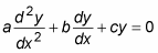 The form for a linear second-degree differential equation.
