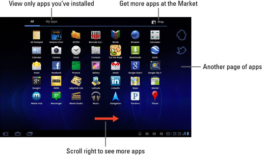 Overview of the Apps Menu on the Samsung Galaxy Tab Home Screen - dummies