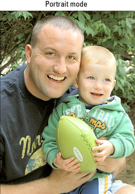 Photo of a father and son taken with the portrait mode on a Nikon camera.