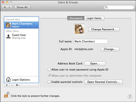 Open System Preferences and click the Accounts icon.