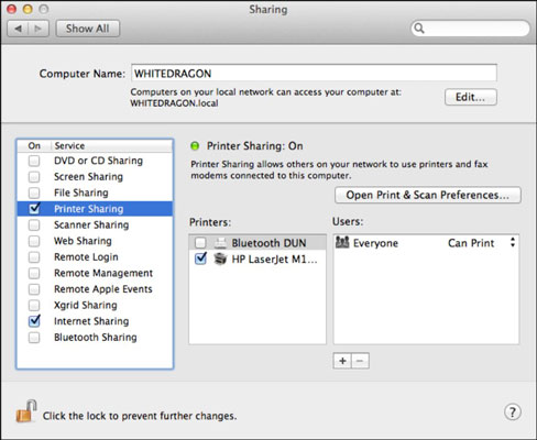 mac share printer on network