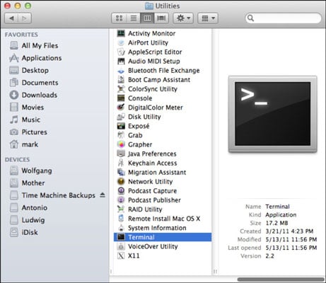 system utilities for mac os x