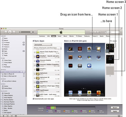 (Optional) Rearrange app icons in iTunes by dragging them where you want them to appear on your iPad.