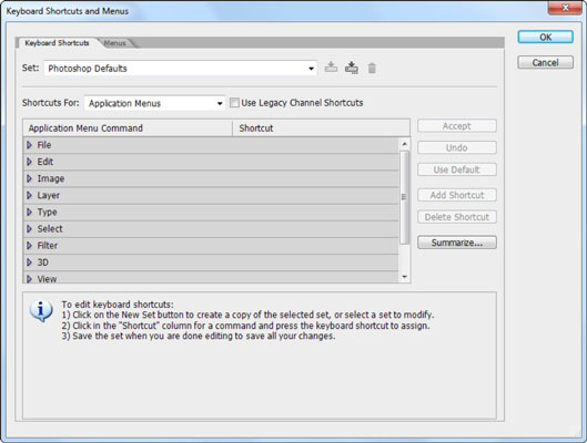 How To Customize Keyboard Shortcuts In Photoshop Cs6 Dummies