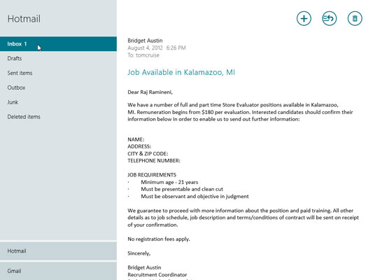 How To Read E Mail With The Windows 8 Mail App Dummies