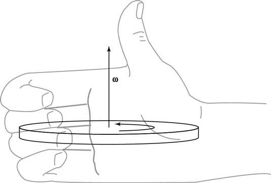 Angular velocity points in a direction perpendicular to the wheel.