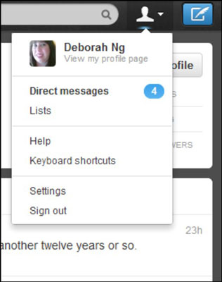 Click the user drop-down menu in the upper-right corner and then choose Settings.