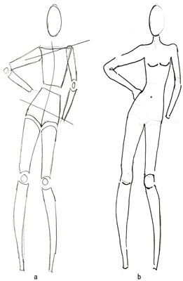 Remove the tracing paper from your model. On a piece of sketch paper, redraw your fashion model freehand, but lengthen the torso, arms, and legs.