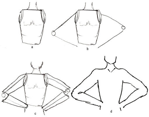 Lightly sketch a torso with armholes.