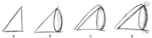 Draw an eye in profile view.