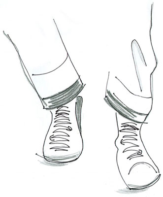 Draw a male fashion foot.