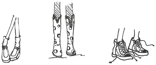 Draw children's fashion feet.