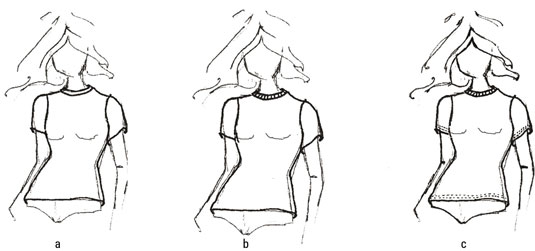 Draw the basic woman's tee.