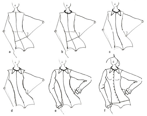 Draw the classic women's blouse.