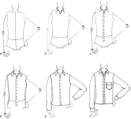 Draw a men’s button-down shirt.