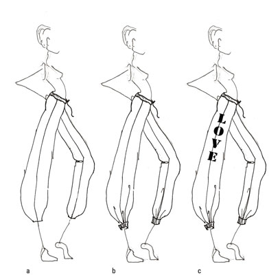 Draw sweats with elastic bottoms.