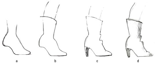 Draw a tall woman's boot.