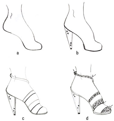 Draw a women’s sandal with style.