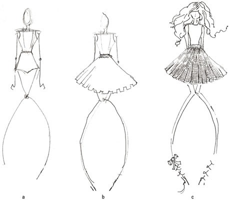 Try to draw a bouncy little tulle skirt.