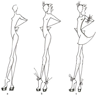 Draw a fashion figure who can turn on a dime.