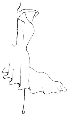 Add a few loose lines to suggest the placement of the arms, neck, head, and feet.