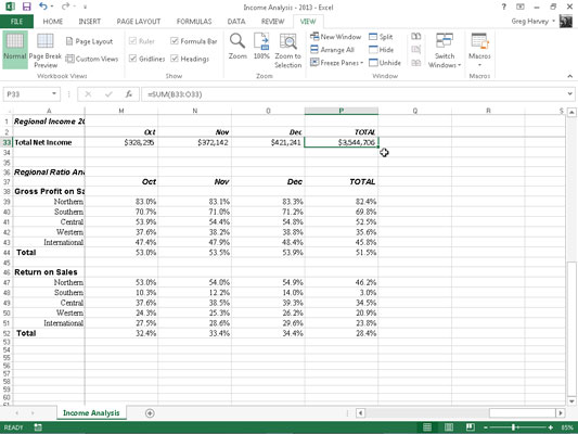 office 2013 excel freeze panes