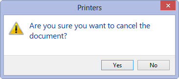 Choose Document→Cancel from the menu and then click Yes to confirm you want to cancel the print job.