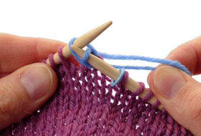 Using the tip of your left-hand needle, lift the first stitch of the round on the right-hand needle up and over the second stitch and off the right-hand needle.