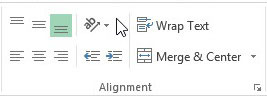 Identify the buttons in the Alignment group on the Home tab.