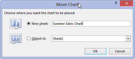 Click the New Sheet button in the Move Chart dialog box.