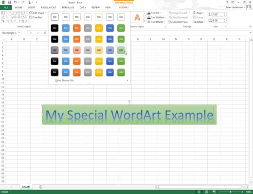 how to add word art to excel