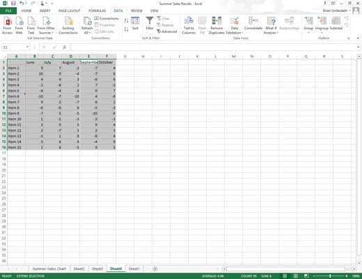 Repeat Steps 3 through 5 until you’ve selected all the ranges that you want included in the nonadjacent selection.