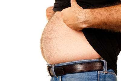 The male body type is more likely to have excess belly fat.