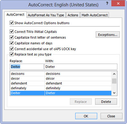 Click the Add button to add your new AutoCorrect replacement to the list of automated replacements.