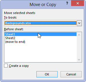 From the To Book drop-down menu, choose the filename of the workbook into which the selected sheets are to be moved or copied.