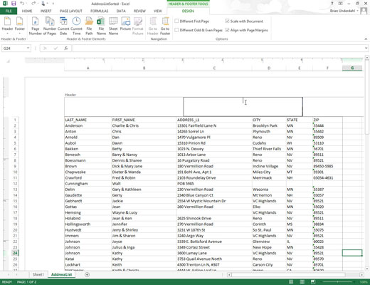 Position the mouse or Touch pointer in the top margin to create a custom header or in the bottom margin to create a custom footer, and then click the pointer in the left, center, or right section of the header or footer to set the insertion point and left-align, center, or right-align the text.