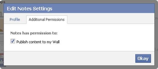 Edit Notes Settings dialog box allows you to give the app any additional permissions.