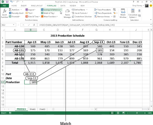 Doing a two-way lookup in an excel spreadsheet.